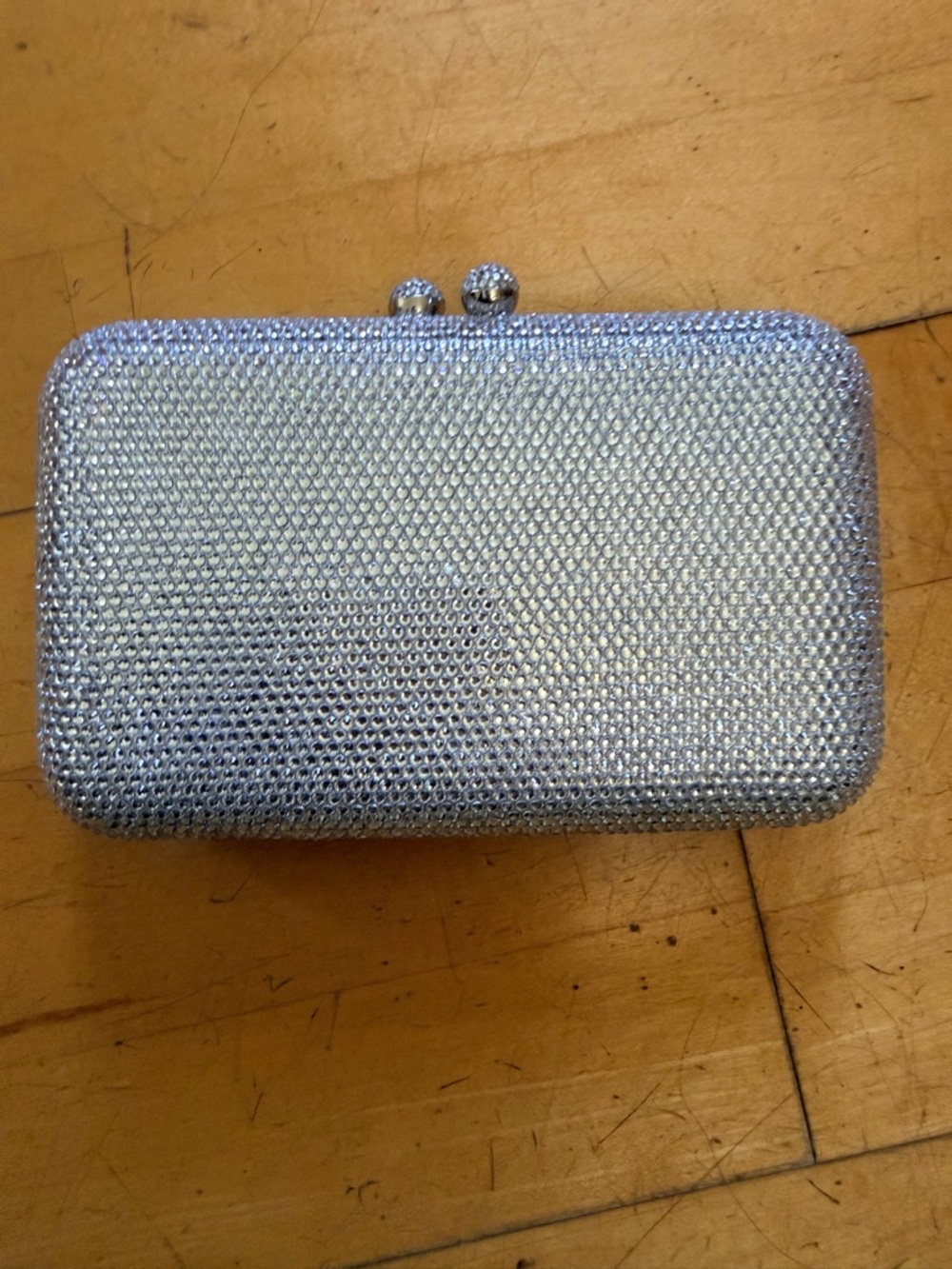 New Silver Crystal Embellished Clutch